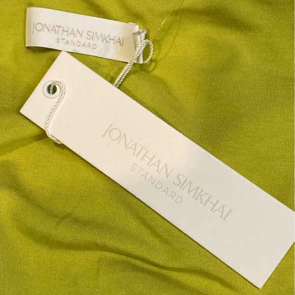 NWT Jonathan Simkhai Frederique Abstract Mesh Chartreuse Multi Sheath Dress-Sz M - Picture 6 of 7